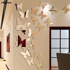 Conjunto De 12 Espelho Revestido 3D Adesivos De Parede Borboleta Usado Para Decorar Quarto De Bebê