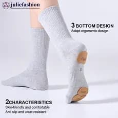 JULIEFASHION 1 Par De Meias De Dança De Tubo Médio Com Sola Antiderrapante Resistente Ao Desgaste De Couro Esportes Yoga