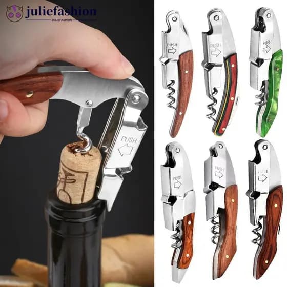 JULIEFASHION Abridor De Vinho Em Aço Inoxidável , Garçons Profissionais , Saca-Rolhas , Garrafa De Cerveja E Cortador De