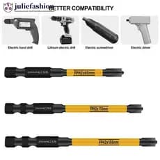 JULIEFASHION FPH2 Chave De Fenda Para Eletricista Broca De Impacto Elétrico Magnético Porca Disjuntor 65 110 150mm Cabeç
