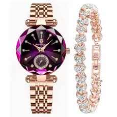 Conjunto De Pulseira De Relógio Feminino Com Grátis Coração Do Oceano Casual De Quartzo De Aço Inoxidável