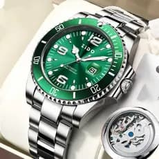 Relógio Masculino Tourbillon Automático De Aço Inoxidável Calander Luminoso À Prova D'água De Quartzo