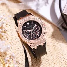 Moda Casual Calendário Feminino Relógio De Quartzo De Silicone À Prova D'água Jam Tangan Wanita