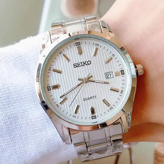 Seiko Calendário Relógio Masculino Quartzo Pulseira De Aço Casual Selvagem Relógios À Prova D'água Jam Tangan
