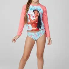Conjunto Infantil Feminino Camiseta Proteção UVA+UVB e Calcinha Moana