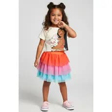 Conjunto Infantil Feminino Blusa Box e Saia Moana