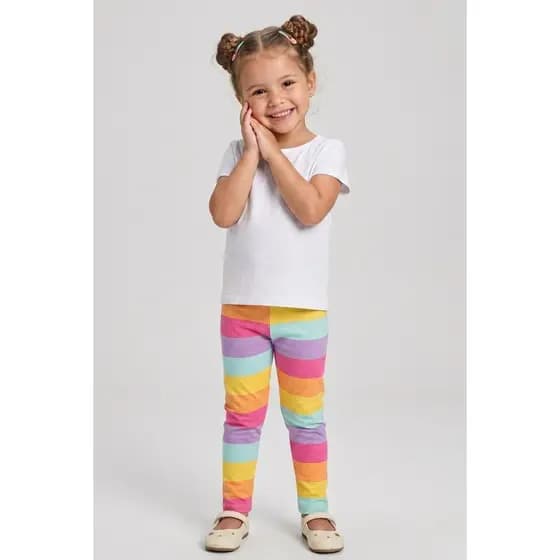 Legging Bem Vestir Infantil Feminina Listras Coloridas
