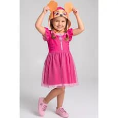 Vestido Patrulha Canina Infantil Feminino Skye