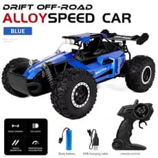 Carrinho controle remoto, off road, acabamento metal, recarregável Ja no Brasil sem impostos