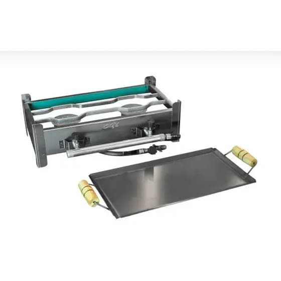 FOGAO FOGAREIRO INOX 2 BOCAS COM CHAPA (CHAPEIRA)