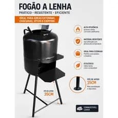 Fogareiro a Lenha Portátil Compacto para Camping Pesca Acampamento Com Pés