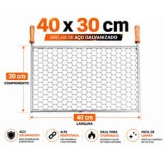 Grelha Churrasco Grande 40x30 Moeda Aço Galvanizado Resistente Churrasqueira
