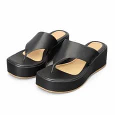 Tamanco de Dedo Feminino Anabela Plataforma Flatform Salto Médio Casual