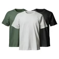 Kit Camiseta Básica Masculina Lisa Algodão Confortável 3 Camisetas Lisas