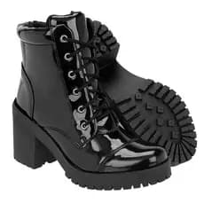 Bota Feminina Coturno Verniz Tratorada Confortável