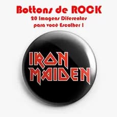 Botons Rock and Roll de 4cm de Alfinete - 1 Unidade (boton botom Botton Bottom Banda rockn roll)