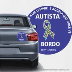 ADESIVO - PLACA -SINALIZAÇÃO AUTISTA A BORDO - REDONDO 10cm
