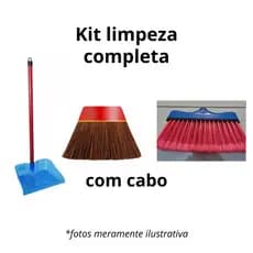 Kit Vassoura Piaçava, Vassoura Big e pá de lixo com cabo