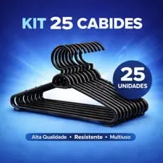 25 Cabide Para Roupas Adulto Redondo Preto