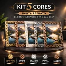 Kit 5 Porta Retrato 15x21 Vidro Moldura Trabalhada Horizontal e Vertical