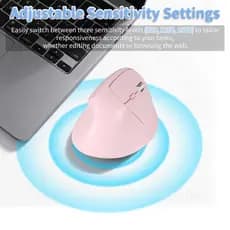 Mouse Vertical Sem Fio Ergonômico 2.4G Bluetooth Modo Duplo Silencioso Clique Tipo C Recarregável 6 Botões 16000 DPI Com