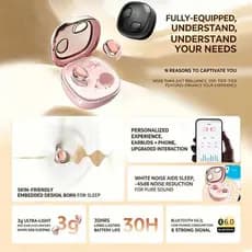 Fones De Ouvido Sem Fio Bluetooth Invisível Intra-Auricular Lado Sono Cancelamento De Ruído Inteligente Controle De Apli