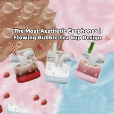 Fones De Ouvido Sem Fio Bluetooth TWS Novo Bubble Tea Temático Flowing Sand Design Criativo Copo De Bebidas Líquidas Bat