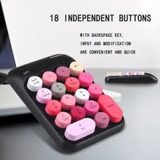Teclado Numérico Sem Fio MOFII , Mini Portátil Retrô Colorido 2.4G Externo Para Computador
