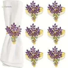 [EruditeCourtB] 6 Peças De Decorações De Mesa Elegantes De Lavanda – Anéis De Guardanapo De Guirlanda Requintados , Port