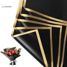 [EruditeCourtB] 20 Folhas De Papel De Embrulho Com Borda Dourada , Flores , Material De Presente , Estilo Coreano , Aniv