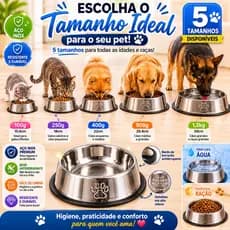 Comedouro Inox Para Pets Bebedouro Tigela Pote Antiderrapante Cachorro e Gato