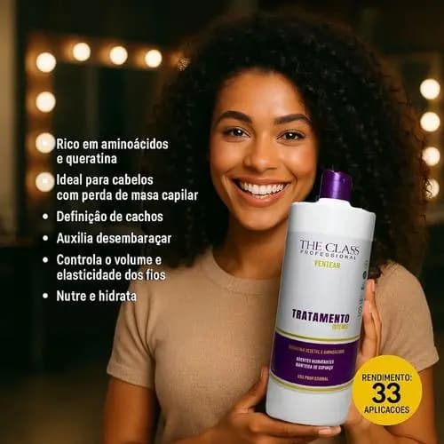 Creme Para Pentear Tratamento Intenso Queratina 1l Cachos Vegetal para Cabelos Danificados