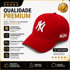 Boné NY New York Bordado Alto Relevo Aba Curva Ajustável Unissex Estilo Casual Streetwear Premium Com Regulagem no Fitão