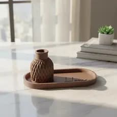 Kit Bandeja Decorativa com Vaso Minimalista Home | Decoração para Lavabo, Banheiro e Sala | Porta chave, vela e cartões