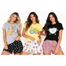 Conjunto Pijama Feminino Verão Fresquinho Estampas Lindas P ao GG