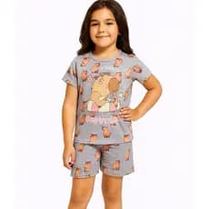 Conjunto Pijama Infantil Curto Verão Feminino Capivara Capyclub – Menina Brilha no Escuro