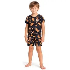 Pijama Infantil Masculino Capivara no Espaço 👦 Conjunto Verão Menino – Camiseta + Short – Poliéster