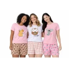 Oferta Imperdível: Pijama Feminino Adulto Verão Sortido Tamanhos P-M-G-GG