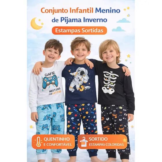Kit Conjunto Infantil Sortido Menino Inverno Barato Promoção