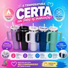 Copo garrafa Térmica Inox 1200ml Parede Dupla tampa Canudo Premium