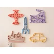 Kit Decoração de Parede Infantil 5 Peças | Avião, Trem, Foguete, Barco e Carro |