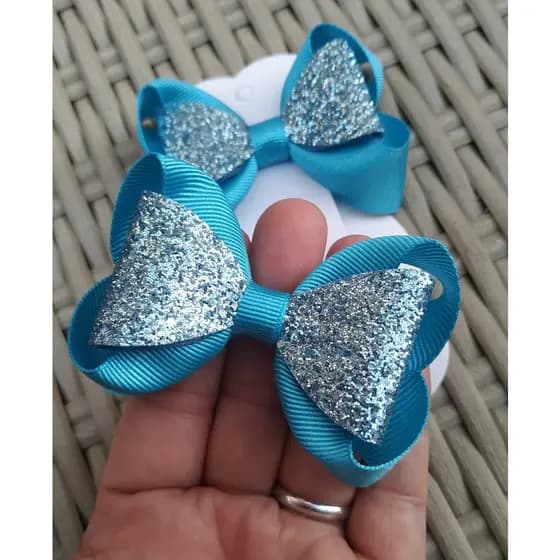 Par Laço Luxo com brilho  no bico de pato para bebê/Criança infantil