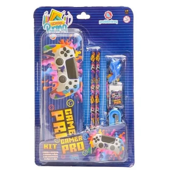 Kit Escolar Infantil Fofo Com Estojo Metálico 6 Pçs