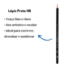 Kit 05 Lápis de Escrever Preto Corpo Redondo HB Nº2
