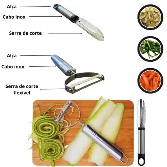 Kit Descascador De Legumes e Frutas Metal Com 2 Peças
