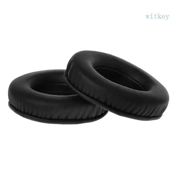 Espuma Macia 2 Peças Capa Almofada Ouvido Redonda Fone Preto