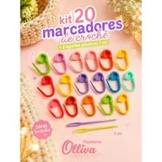 KIT 20 MARCADORES DE CROCHE + 2 AGULHAS TAPECEIRO
