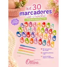 KIT 30 MARCADORES DE CROCHÊ + 4 AGULHAS TAPECEIRO