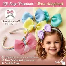 Kit Tiara Adaptável com 4 e 5 Laços Bico Pato| Arco de Cabelo Menina | Acessório Infantil