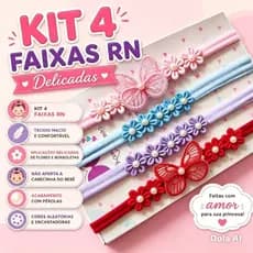 Kit 4 Faixinhas para Bebê Delicadas Meia de Seda Confortável Acessório Infantil Cabelo